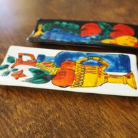 Set of two vintage wall plates | Decorative wall plates | Kitchen wall plates | Ceramic wall plates