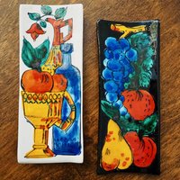 Set of two vintage wall plates | Decorative wall plates | Kitchen wall plates | Ceramic wall plates