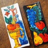 Set of two vintage wall plates | Decorative wall plates | Kitchen wall plates | Ceramic wall plates