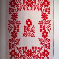 Vintage wall hanging | Floral red and white wall hanging | Scandinavian wall hanging | Vintage wall tapestry | Handmade wall tapestry