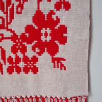 Vintage wall hanging | Floral red and white wall hanging | Scandinavian wall hanging | Vintage wall tapestry | Handmade wall tapestry