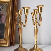 Vintage three arm candelabrums | Set of two brass candelabrums | Three arm candlestick holders | Vintage candelabrum | Brass candelabrums