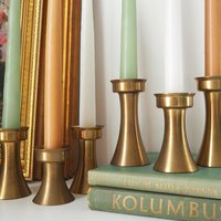 Set of six vintage candlestick holders | Solid brass candlestick holders | Vintage brass candle holders | Matching candle holder set