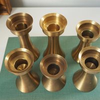 Set of six vintage candlestick holders | Solid brass candlestick holders | Vintage brass candle holders | Matching candle holder set