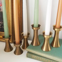 Set of six vintage candlestick holders | Solid brass candlestick holders | Vintage brass candle holders | Matching candle holder set
