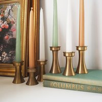 Set of six vintage candlestick holders | Solid brass candlestick holders | Vintage brass candle holders | Matching candle holder set