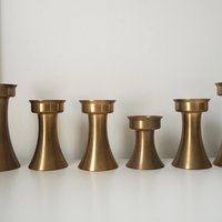 Set of six vintage candlestick holders | Solid brass candlestick holders | Vintage brass candle holders | Matching candle holder set