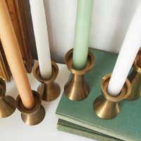 Set of six vintage candlestick holders | Solid brass candlestick holders | Vintage brass candle holders | Matching candle holder set