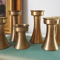 Set of six vintage candlestick holders | Solid brass candlestick holders | Vintage brass candle holders | Matching candle holder set