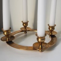 Vintage brass candelabra | Brass candelabra | Four arm brass candlestick holder | Vintage candelabrum | Round candlestick holder