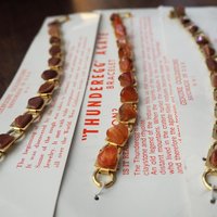 Set of three vintage bracelets | Agate and goldstone bracelets | Thunderegg agate bracelet | Genuine Goldstone bracelets | Handmade in USA