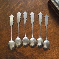 Set of six vintage teaspoons | Large alpacca silver teaspoons | Matching teaspoons | Floral teaspoon set | Vintage alpacca teaspoons