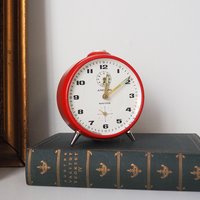 Vintage alarm clock | Junghans Repetition alarm clock | Vintage wind up clock | Red Junghans alarm clock | Working order | Made in Germany