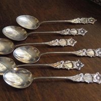 Set of six vintage teaspoons | Large alpacca silver teaspoons | Matching teaspoons | Floral teaspoon set | Vintage alpacca teaspoons