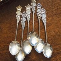 Set of six vintage teaspoons | Large alpacca silver teaspoons | Matching teaspoons | Floral teaspoon set | Vintage alpacca teaspoons