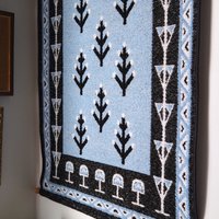 Vintage wall hanging | Large wall hanging | Scandinavian woven textile | Blue and white wall hanging