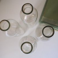 Set of four vintage glass bottles | Vintage Jenatherm laboratory bottles | Vintage apothecary bottles | Vintage glass vases