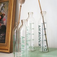 Set of four vintage glass bottles | Vintage Jenatherm laboratory bottles | Vintage apothecary bottles | Vintage glass vases