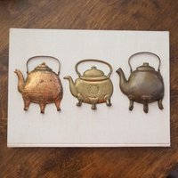 Vintage teapot wall hooks | Brass and copper wall hooks | Vintage teapot wall hooks | Kitchen wall hooks | Coffee pot wall hooks