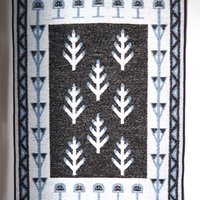 Vintage wall hanging | Large wall hanging | Scandinavian woven textile | Blue and white wall hanging