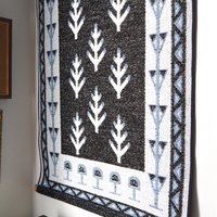 Vintage wall hanging | Large wall hanging | Scandinavian woven textile | Blue and white wall hanging