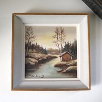 Vintage painting | Vintage scenery painting | Finnish scenery wall art | Framed vintage art | Small vintage painting | Vintage wall art