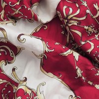 Vintage silk scarf | Baroque silk scarf | Large vintage silk scarf | Red, white and yellow silk scarf | Hand-rolled silk scarf