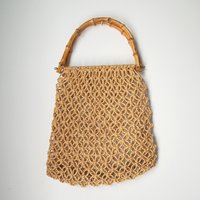 Vintage macrame bag | Bamboo and jute bag | Vintage bag with bamboo handles | Boho vintage bag | Macrame bag with bamboo handles