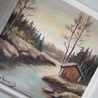 Vintage painting | Vintage scenery painting | Finnish scenery wall art | Framed vintage art | Small vintage painting | Vintage wall art