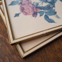 Set of two vintage framed rose prints | Framed floral wall art | Vintage rose prints wall art | Vintage Redoute roses prints