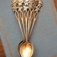 Set of six vintage teaspoons | Vintage alpacca silver teaspoons | Vintage teaspoons | Rose teaspoon set | Vintage alpacca teaspoons