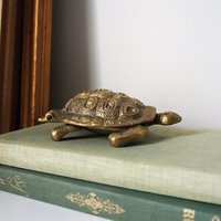 Vintage brass ashtray | Vintage turtle ashtray | Ashtray with lid | Brass turtle ashtray with lid | Vintage brass turtle ashtray
