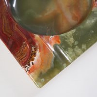 Vintage onyx marble ashtray | Large onyx ashtray | Large marble ashtray | Red and green onyx ashtray | Vintage ashtray