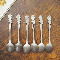 Set of six vintage teaspoons | Vintage alpacca silver teaspoons | Vintage teaspoons | Rose teaspoon set | Vintage alpacca teaspoons