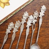 Set of six vintage teaspoons | Vintage alpacca silver teaspoons | Vintage teaspoons | Rose teaspoon set | Vintage alpacca teaspoons