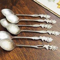 Set of six vintage teaspoons | Vintage alpacca silver teaspoons | Vintage teaspoons | Rose teaspoon set | Vintage alpacca teaspoons