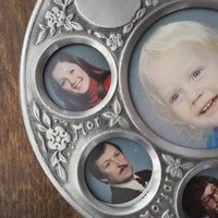 Vintage pewter photo frame | Family tree photo frame | Eik Tinn Norway photo frame | Vintage pewter photo frame | Vintage family photo frame