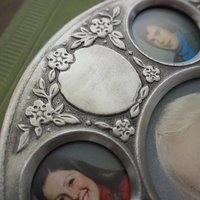 Vintage pewter photo frame | Family tree photo frame | Eik Tinn Norway photo frame | Vintage pewter photo frame | Vintage family photo frame