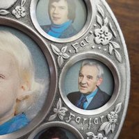 Vintage pewter photo frame | Family tree photo frame | Eik Tinn Norway photo frame | Vintage pewter photo frame | Vintage family photo frame