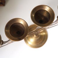 Vintage brass candelabrum | Brass candelabra | Seven arm brass candlestick holder | Etched brass candelabrum | Made in India