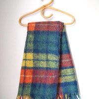 Vintage Robert Burns mohair and wool throw | Mohair plaid blanket | Made in Scotland | Small vintage mohair blanket | Vintage wool shawl