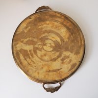 Vintage brass tray | Small brass tray with handles | Round brass tray | Round vintage brass tray with handles | Brass serving tray