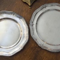 Vintage alpacca silver trays | Set of two scalloped trays | Alpacca silver platters | Vintage serving trays | Vintage scalloped trays