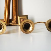 Vintage brass candelabra | Brass and wood candelabra | Three arm brass candlestick holder | Three arm candelabrum