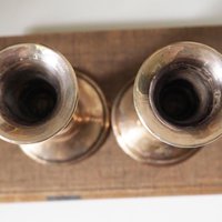 Set of two vintage candlesticks | Silver plated candle holders | Bulldog candlesticks | Vintage candle holders | Dog home decor