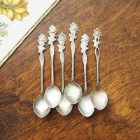 Set of six vintage teaspoons | Vintage alpacca silver teaspoons | Vintage teaspoons | Rose teaspoon set | Vintage alpacca teaspoons
