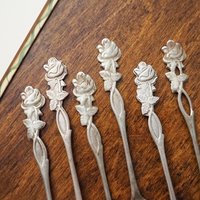 Set of six vintage teaspoons | Vintage alpacca silver teaspoons | Vintage teaspoons | Rose teaspoon set | Vintage alpacca teaspoons