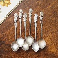 Set of six vintage teaspoons | Vintage alpacca silver teaspoons | Vintage teaspoons | Rose teaspoon set | Vintage alpacca teaspoons