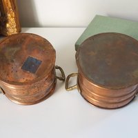 Set of two vintage copper planters | Mismatched copper planters | Small copper planters | Vintage planters with handles