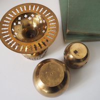 Set of three vintage tealight candle holders | Brass tealight candleholders | Vintage brass votive candleholders | Mismatched candle holders